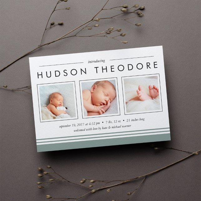 Faire-part de naissance de bande de métro | Moss (Créateur téléchargé)