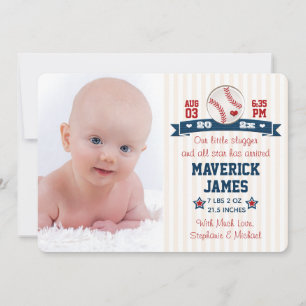 Faire-part de naissance de baseball avec photos