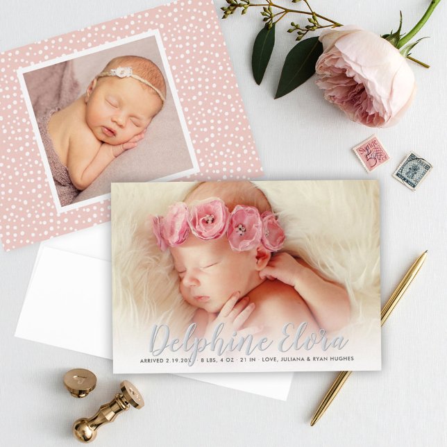 Faire-part de naissance de bébé avec écriture à la (Créateur téléchargé)