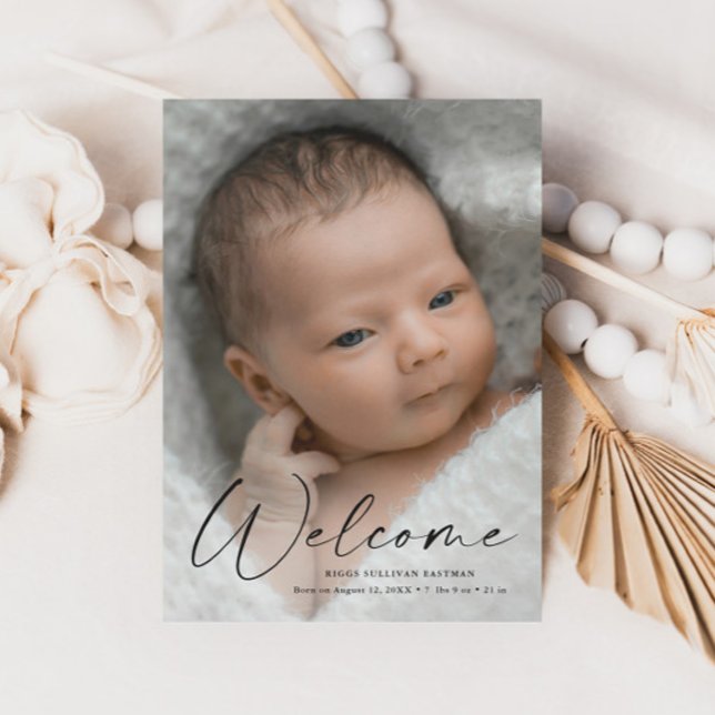 Faire-part de naissance de bébé avec photo et déta (Créateur téléchargé)