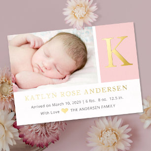 Faire-part de naissance de bébé avec photo et mono