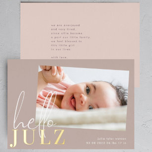 Faire-part de naissance de bébé avec photo et nom