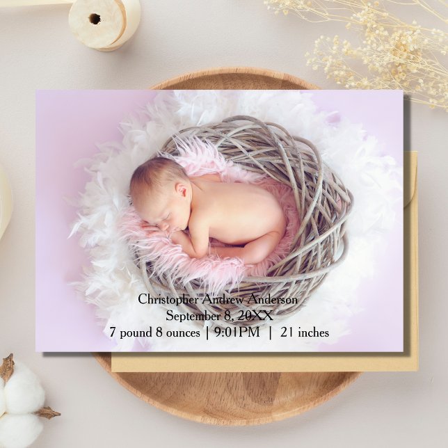 Faire-part de naissance de bébé avec photo personn (Créateur téléchargé)