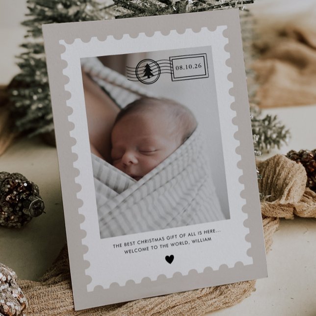 Faire-part de naissance de bébé avec timbre-poste  (Créateur téléchargé)