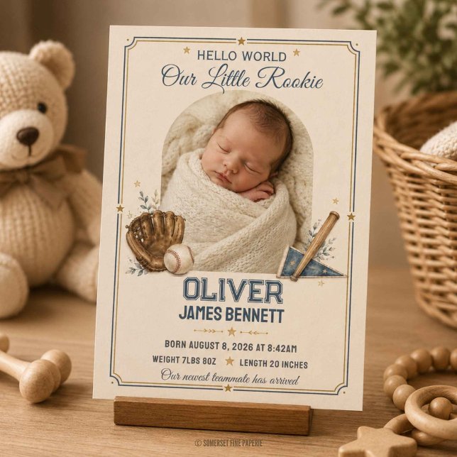 Faire-part de naissance de bébé avec un maillot de (Vintage Baseball Jersey Baby Birth Announcement)