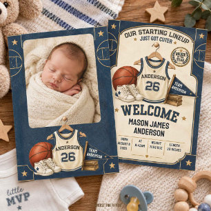 Faire-part de naissance de bébé basket-ball vintag