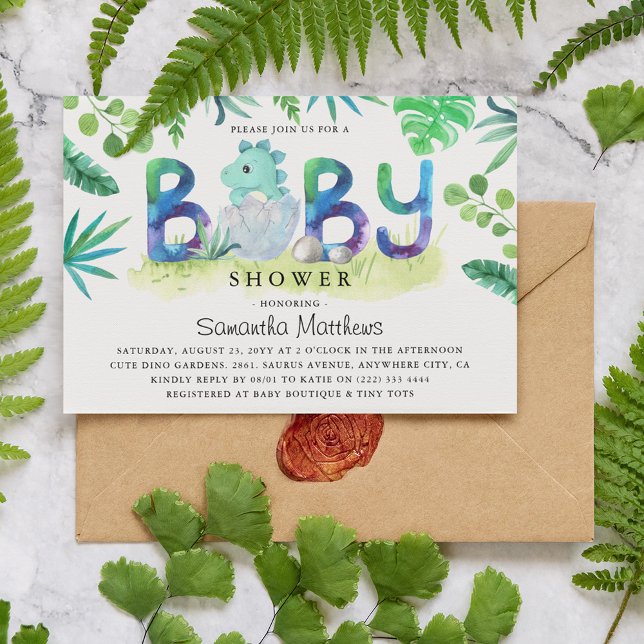 Faire-part de naissance de bébé dinosaure mignon (Créateur téléchargé)