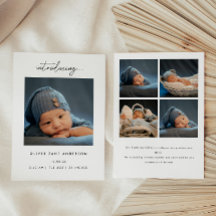 Faire-part de naissance de bébé en collage de 5 ph