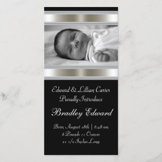 Faire-part de naissance de bébé en photo noir et b
