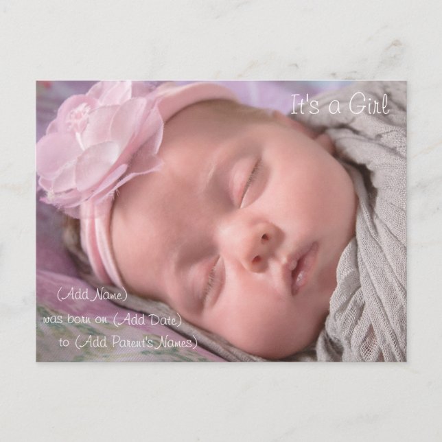 Faire-part de naissance de bébé fille (Devant)