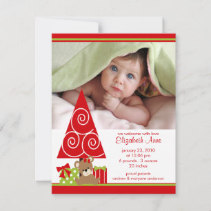 Faire-part de naissance de bébé fille à Noël