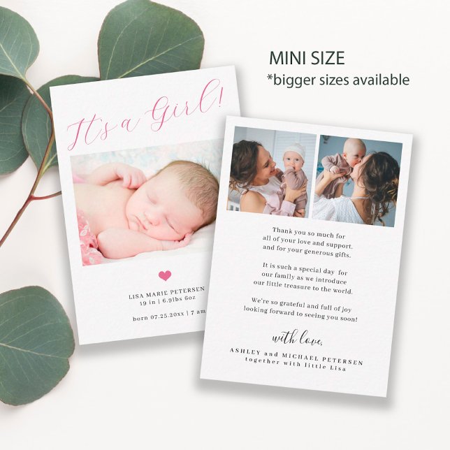 Faire-part de naissance de bébé fille avec 3 photo (Créateur téléchargé)