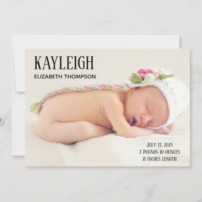 Faire-part de naissance de bébé fille avec photo p (Devant)