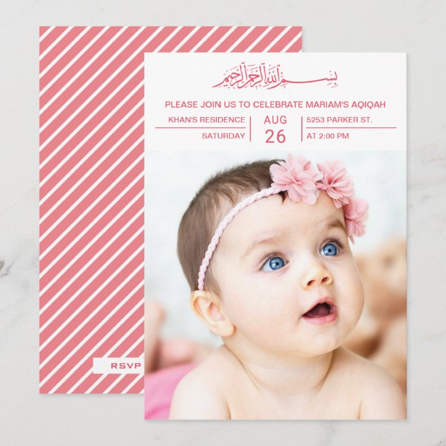Faire-part de naissance de bébé fille avec typogra (Devant / Derrière)