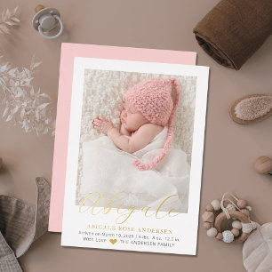 Faire-part de naissance de bébé fille photo écritu