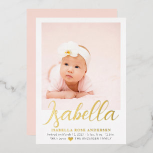 Faire-Part de Naissance de Bébé Fille Photo Écritu