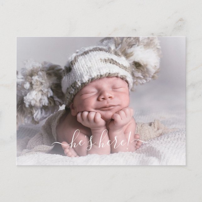 Faire-part de naissance de bébé garçon avec photo (Devant)