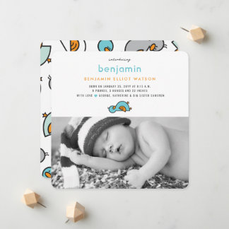 Faire-part de naissance de bébé garçon Canetons mi