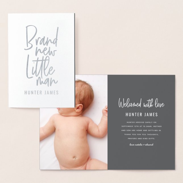 Faire-part de naissance de bébé garçon dessiné à l (Affichage)