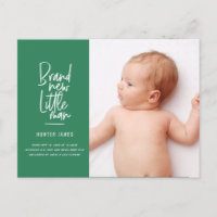 Faire-part de naissance de bébé garçon dessiné à l