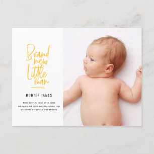 Faire-part de naissance de bébé garçon dessiné à l