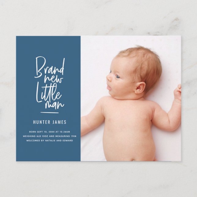 Faire-part de naissance de bébé garçon dessiné à l (Devant)