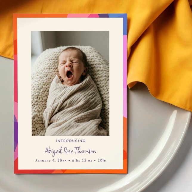 Faire-part de naissance de bébé moderne avec bordu (Créateur téléchargé)