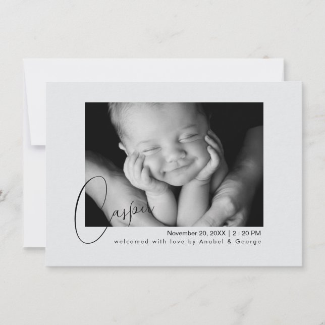 Faire-Part de Naissance de Bébé Moderne Chic avec  (Devant)