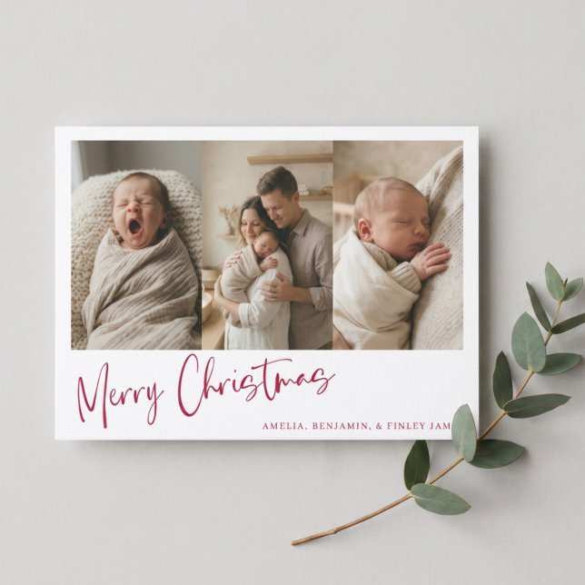 Faire-part de naissance de bébé Noël Photo Rouge (Créateur téléchargé)