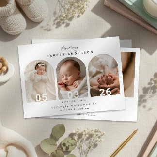 Faire-part de naissance de bébé nouveau-né avec ph