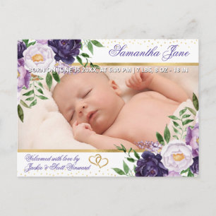 Faire-part de naissance de bébé nouveau-né floral