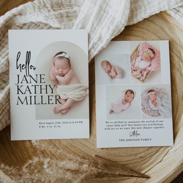 Faire-part de naissance de bébé photo minimale mod (Créateur téléchargé)