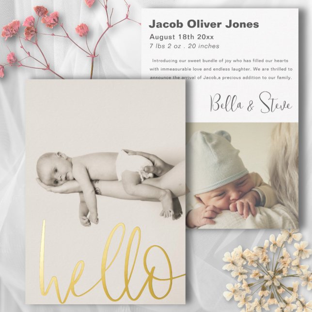 Faire-part de naissance de bébé photo texte modern (Créateur téléchargé)