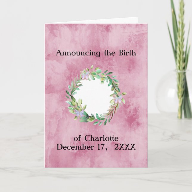 Faire-part de naissance de bébé pour fille ajouter (Devant)