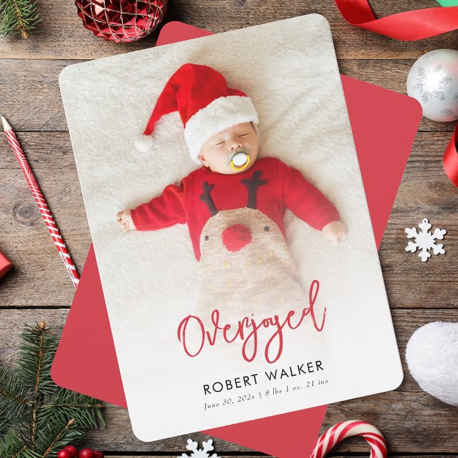 Faire-part de naissance de bébé pour les fêtes de  (Overjoyed Holiday Baby Photo Birth Announcement)