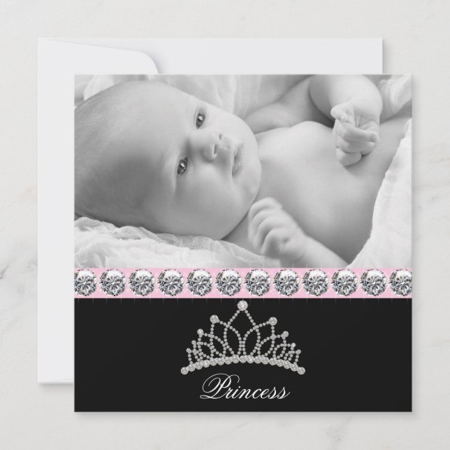 Faire-part de naissance de bébé princesse rose (Devant)