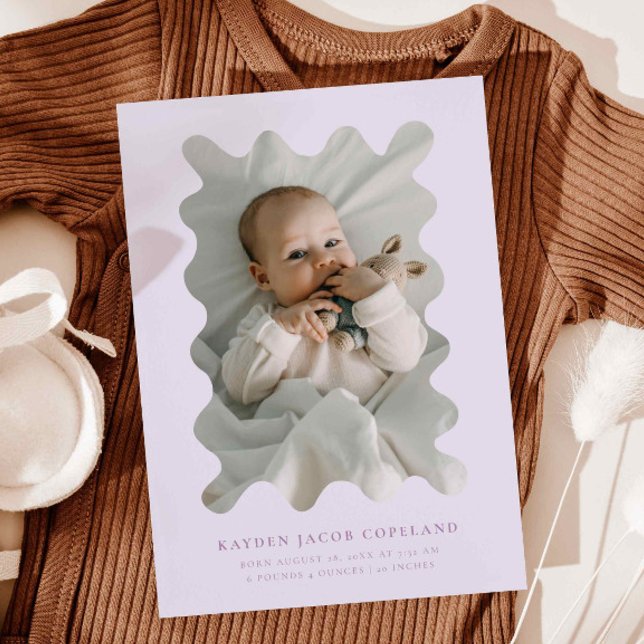 Faire-part de naissance de cadre pourpre (Créateur téléchargé)