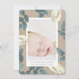 Faire-part de naissance de Carte photo à fleurs de
