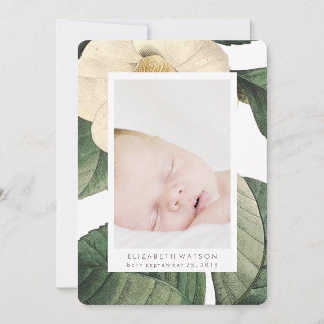 Faire-part de naissance de Carte photo blanc à fle (Devant)