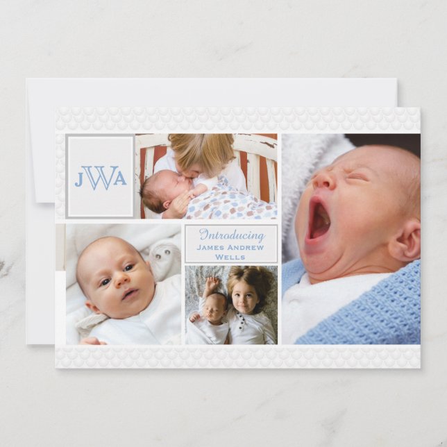 Faire-part de naissance de collage photo à échelle (Devant)