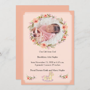 Faire-part de naissance de conception florale