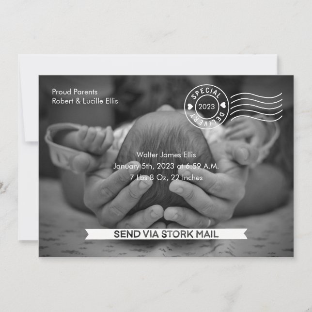 Faire-part de naissance de courrier de stockage (Devant)