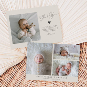 Faire-part de naissance de crème minimaliste multi