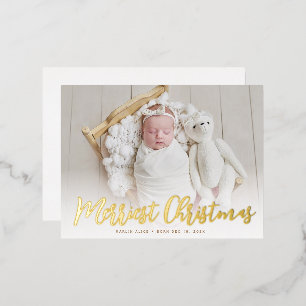 faire-part de naissance de feuille d'or de noël le