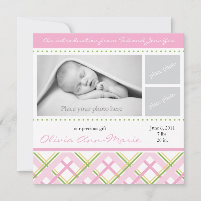 Faire-part de naissance de fille - Carte photo (Devant)