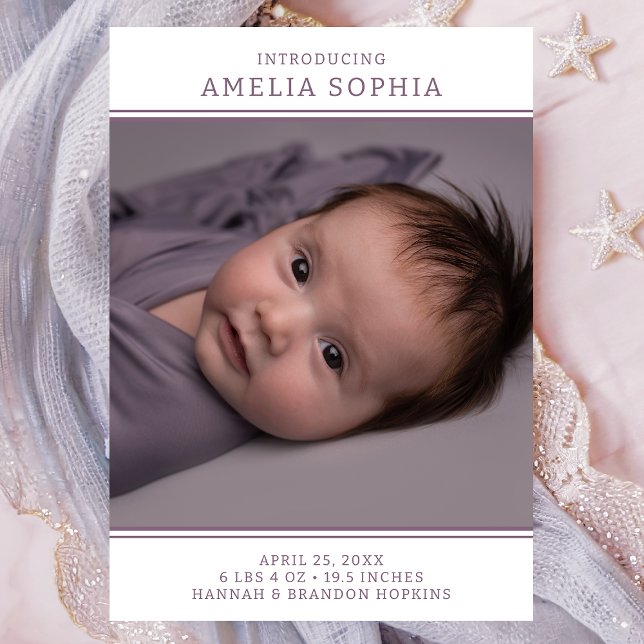 Faire-part de naissance de fille photo moderne (Créateur téléchargé)