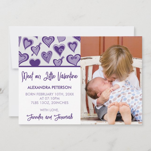 Faire-part de naissance de la Saint-Valentin notre (Devant)