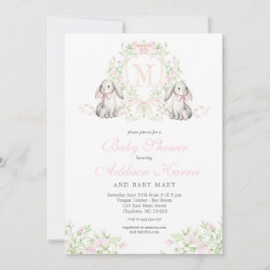 Faire-part de naissance de lapin Preppy Crest