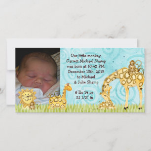 Faire-part de naissance de Little Monkey Boy Baby
