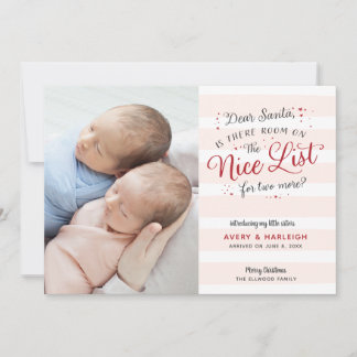 Faire-part de naissance de Noël des nouveaux jumea